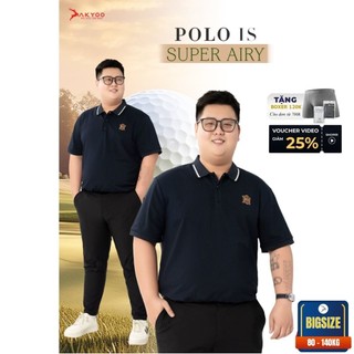 Áo POLO Nam Bigsize 80-140KG AKYOO Cao Cấp Cotton Co Giãn, Thâm Hút Mồ Hôi, Áo Polo Bigsize - PL X DEN