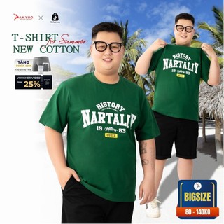 Áo Thun Bigsize Nam 80-140kg AKYOO họa tiết thêu chữ, vải Cotton Co giãn, Bền màu, Thấm hút mồ hôi - AT PHO