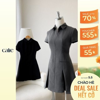 Váy nữ dáng A cổ đức xếp ly chân thời trang Calie VA398