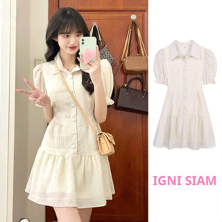 [Sẵn Hàng] Váy babydoll dáng ngắn cổ sơ mi, váy polo đi chơi đi biển sang chảnh