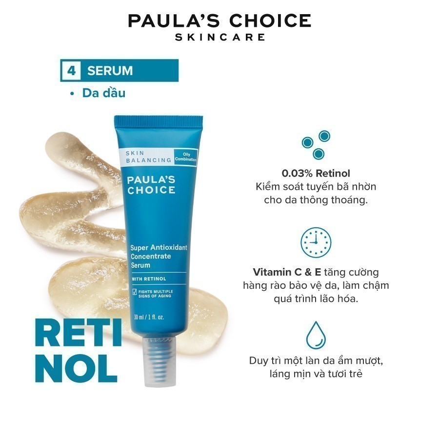 Tinh chất chống lão hóa cân bằng độ ẩm Paula's Choice Skin Balancing Super Antioxidant Concentrate Serum 30ml Mã: 3350