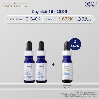 Bộ đôi Tinh chất dưỡng trắng Obagi Professional-C serum 10% - Small-12.5ml