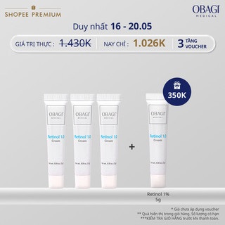 Bộ 3 Tinh chất Kem dưỡng giảm nếp nhăn Obagi Retinol 1.0 Cream-Mini-5g
