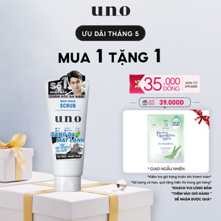 Sữa rửa mặt Tạo bọt Dạng hạt Sáng Da cho da sần UNO Whip Wash Scrub 130g