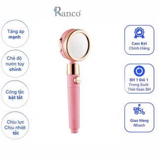 Vòi hoa sen tắm tăng áp cầm tay RANCO hồng nhạt, nhiều chế độ nước cổ xoay 360 độ RC - 191