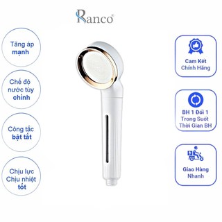 Bát vòi hoa sen tắm tăng áp mạnh RANCO màu trắng có lõi lọc nước dễ tháo lắp vệ sinh RO - 08