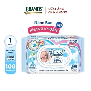 Khăn ướt trẻ em Bobby không hương 100 tờ