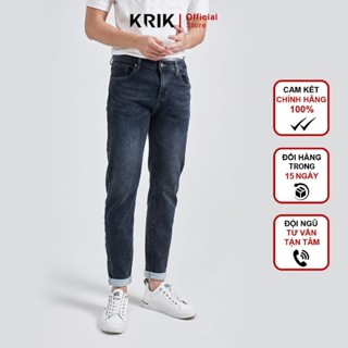 Quần Jean Nam Local Brand KRIK Dáng Slimfit Hàn Quốc,Co Giãn Thoải Mái Màu Xanh Đậm QJ0247