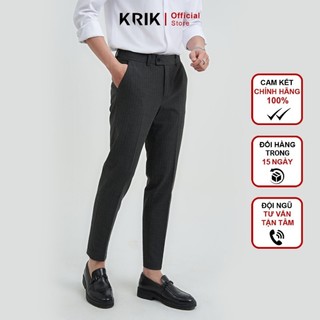 Quần Âu Nam Local Brand KRIK Form SlimfitHọa Tiết Kẻ Sọc Khuy Cài Lệch Tạo Điểm Nhấn Chất Liệu Cao Cấp QA7051