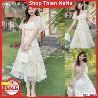-25% Đầm xinh đẹp đi chơi chất voan hoa chinfon cao cấp có mút ngực tay xoè váy 2 lớp