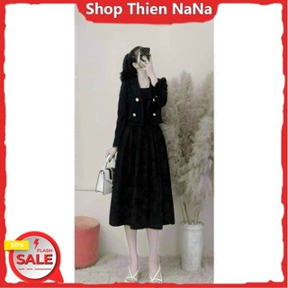 -25% Đầm xinh đẹp Đi Tiệc-Đầm Maxi Hai Dây Xếp Ly Kèm Khoác Tay Dài Đi Tiệc 2 Màu Phong Cách Hàn Quốc