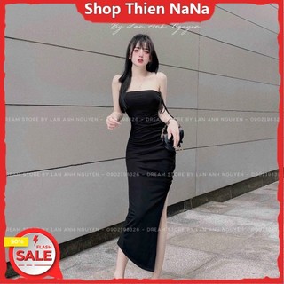 -25% [Miễn Phí Ship 50K-GIAN HÀNG CHÍNH HÃNG] Đầm xinh đẹp đi tiệc-Đầm maxi body thun gân xếp li xẻ trước đi tiệc
