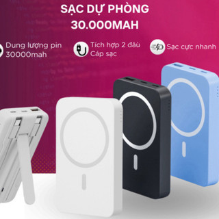 Sạc Dự Phòng Không dây 10000mAh, Pin Dự Phòng Tích Hợp 2 Dây Sạc, Sạc Siêu Nhanh, Pin Lithium- VINATECH HOT