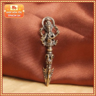 Tượng Nhỏ Bằng Đồng Kiểu Dáng Hình Chùy Kim Cang Thần Voi Ganesha (Kích Thước: 6.0cm x 1.8cm)
