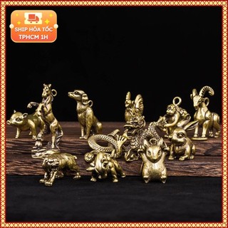 Tượng Nhỏ Bằng Đồng Kiểu Dáng Hình 12 Con Giáp Móc Khóa (Thoải Mái Lựa Chọn Mẫu)