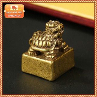 Tượng Nhỏ Bằng Đồng Kiểu Dáng Hình Ấn Long Quy (Kích Thước: 2.4cm x 1.8cm)