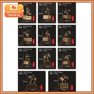 Tượng Nhỏ Bằng Đồng Kiểu Dáng Ấn 12 Con Giáp Trang Trí Cây Cảnh