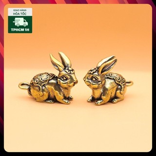 Tượng Đồng Thau Hình Con Thỏ (Kích Thước: 3.3cm x 2.5cm)