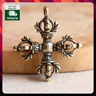 Tượng Đồng Thau Hình Chùy Kim Cương Chữ Thập (Kích Thước: 4.3cm x 4.1cm)