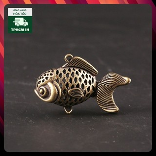 Tượng Đồng Thau Hình Cá Mắt Lồi (Kích Thước: 5.4cm x 3.3cm)