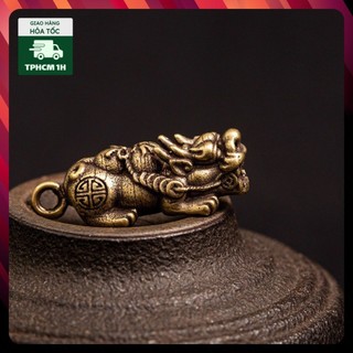 Tượng Đồng Thau Hình Tỳ Hươu (Kích Thước: 2.6cm x 0.9cm)