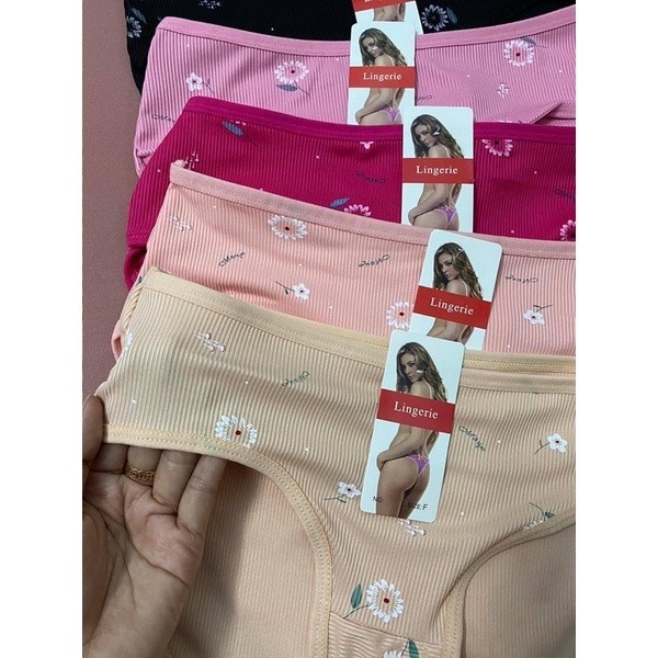 Combo 10 quần lót nữ thun gân hoa cúc Big size, from to 50-70kg