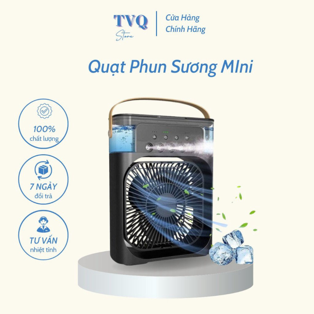 Quạt Phun Sương Để Bàn Dung Tích 600ML Làm Mát Có Chế Độ Hẹn Giờ Tích Hợp Đèn Led (TVQ Store)