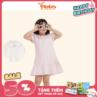 Đầm váy thô ngắn tay bé gái đầm trắng đi học cho bé Rabity thiết kế cổ sen màu sắc nhẹ nhàng 93414