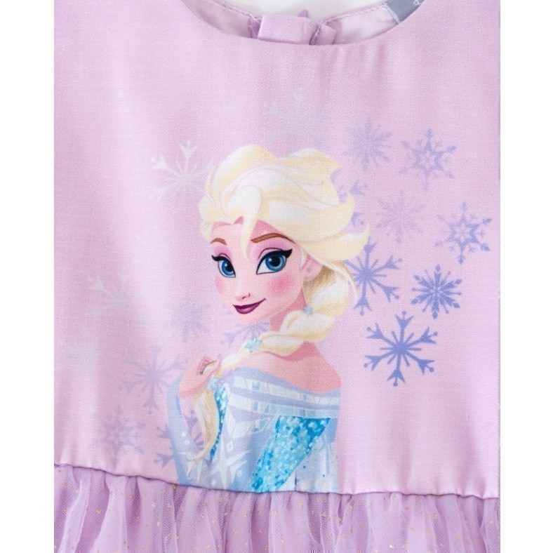 Đầm váy thô sát nách bé gái Elsa phần dưới váy phối voan ngôi sao lấp lánh Rabity 5770