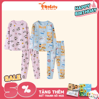 Bộ quần áo dài tay bộ thun cotton mỏng mùa se lạnh thu vừa cho bé trai/bé gái Rabity (nhiều mẫu) 92732