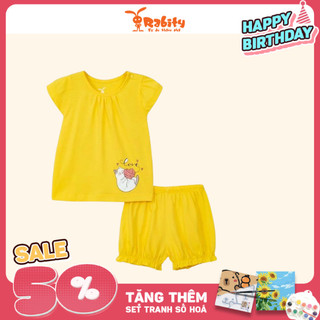 Bộ quần áo thun ngắn chất liệu cotton/chất liệu rayon bé gái Rabity 5151
