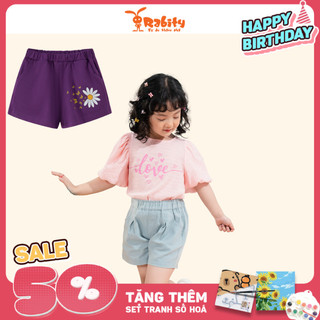 Quần short kiểu cho bé gái Rabity sooc đùi  cho bé đi học ngắn họa tiết xinh xắn trẻ em phù hợp mặc đi chơi 91116