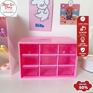 Kệ 9 ngăn đựng đồ mini tặng kèm sticker 🍀FREESHIP🍀Hộp nhựa đa năng 9 ngăn đựng đồ siêu xinh