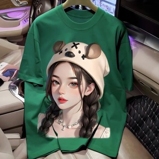 Áo Thun Form Rộng Unisex Nam Nữ Mặc Đẹp, Chất Cotton Mềm Mịn, Cô Gái Mũ Bạc HU