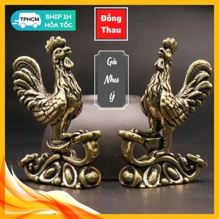 Tượng nhỏ phong thủy đồng thau kiểu dáng con gà như ý