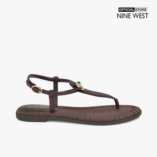 NINE WEST - Giày sandals nữ đế thấp dáng xỏ phối khuy kim loại Dayna WNDAYNA3-DBR01