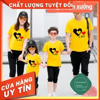 Áo thun giá sỉ áo gia đình trái tim - thun cotton - đủ size gd318vd