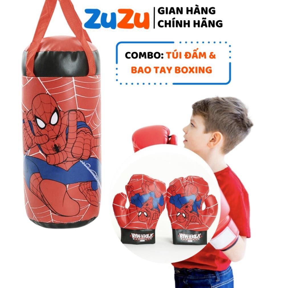 Bộ đấm bốc trẻ em kèm găng tay ZuZu, Bộ túi Đấm Bốc Boxing Người Nhện Đồ Chơi Găng Tay Tập boxing Marvel
