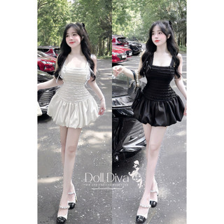 Váy Thiết Kế Hot trend Dây Nơ Cách Điệu Hai Màu Doll Diva V62 Women Dress