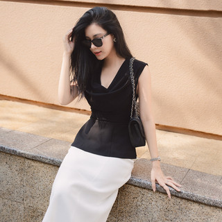  RECHIC Áo kiểu Irenni cổ bầu tay ngắn dáng peplum ôm body sang trọng