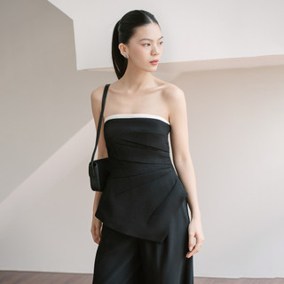 RECHIC Áo cúp ngực Rina nếp gấp ngực vạt áo bo chéo sang trọng