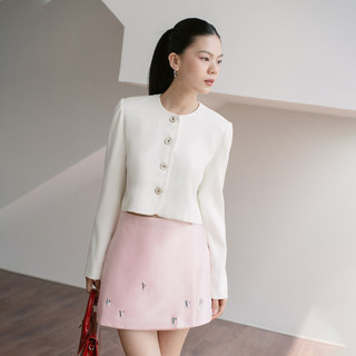 RECHIC Áo vest croptop Lymi chất bố gân cổ tròn tay dài sang trọng thanh lịch