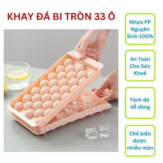 Khay làm đá bi tròn, khuôn làm đá có nắp đậy thông minh hình viên bi 33 viên, Khuôn làm thạch hoa quả hình bi tròn