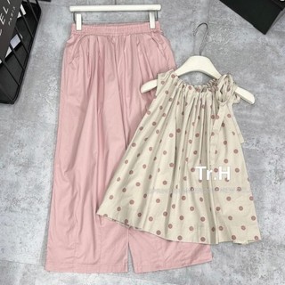 SET ÁO THÔ CHẤM BI CỔ NƠ QUẦN SUÔNG