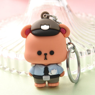 Móc khóa động vật cosplay 6CM gấu nâu cảnh sát - Bách hoá Thỏ Hồng