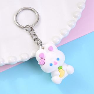 Móc khóa thỏ trắng ôm cà rốt vàng 4CM - Thỏ Hồng
