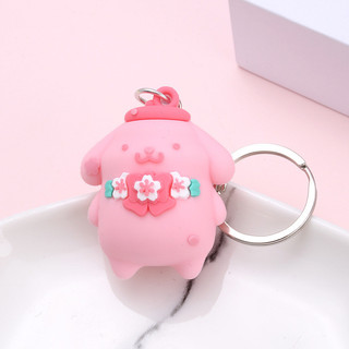 Móc khóa hoa đào cún hồng 5.5cm - thỏ hồng