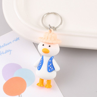 Móc khóa vịt thời trang áo gile 6.5cm - thỏ hồng