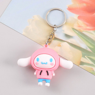 Móc khóa thỏ tai dài thời trang 6CM áo hồng - Thỏ Hồng
