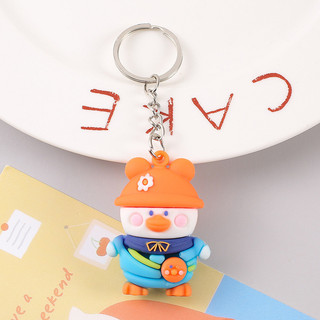 Móc khóa bé vịt đi học màu cam 5cm
